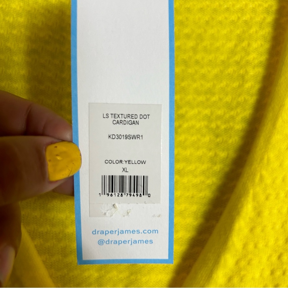 Draper James Button Front Cardigan Textured Yellow NWT XL - Picture 6 of 7